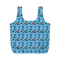 Winter Hat Red Green Hearts Snow Blue Full Print Recycle Bags (m)  by snowwhitegirl