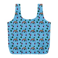 Winter Hat Red Green Hearts Snow Blue Full Print Recycle Bags (l)  by snowwhitegirl