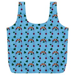 Winter Hat Red Green Hearts Snow Blue Full Print Recycle Bags (l)  by snowwhitegirl