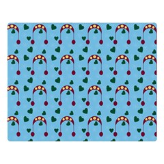 Winter Hat Red Green Hearts Snow Blue Double Sided Flano Blanket (large)  by snowwhitegirl