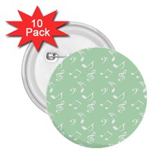 Mint Green White Music 2 25  Buttons (10 Pack)  by snowwhitegirl