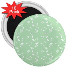 Mint Green White Music 3  Magnets (10 Pack)  by snowwhitegirl