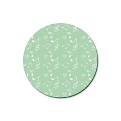 Mint Green White Music Rubber Coaster (round)  by snowwhitegirl