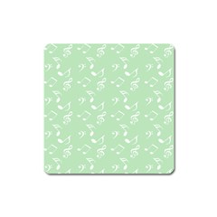 Mint Green White Music Square Magnet by snowwhitegirl