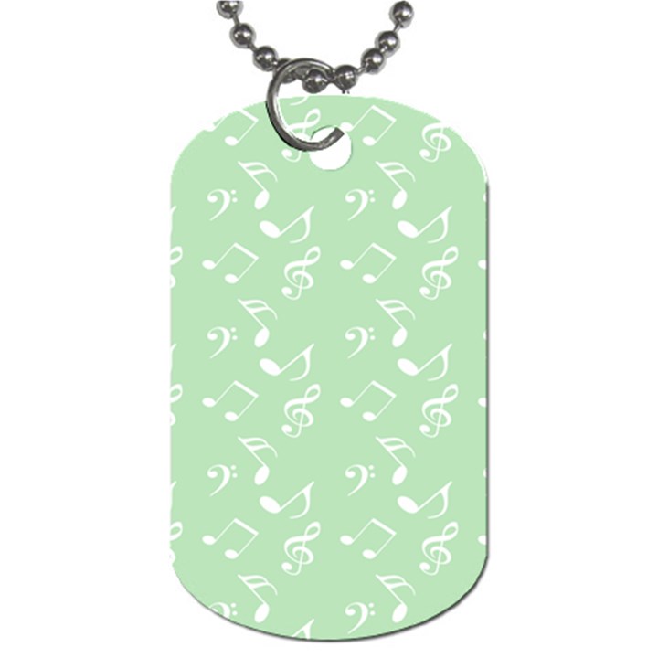 Mint Green White Music Dog Tag (One Side)