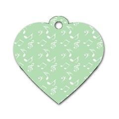 Mint Green White Music Dog Tag Heart (two Sides) by snowwhitegirl