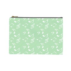 Mint Green White Music Cosmetic Bag (large)  by snowwhitegirl