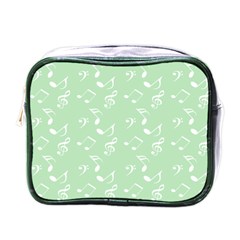 Mint Green White Music Mini Toiletries Bags by snowwhitegirl