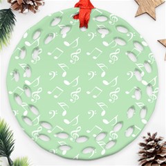 Mint Green White Music Ornament (round Filigree) by snowwhitegirl