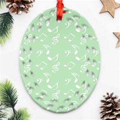 Mint Green White Music Oval Filigree Ornament (two Sides) by snowwhitegirl