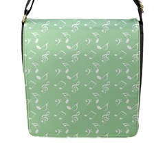 Mint Green White Music Flap Messenger Bag (l)  by snowwhitegirl