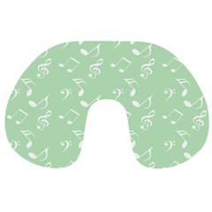 Mint Green White Music Travel Neck Pillows by snowwhitegirl