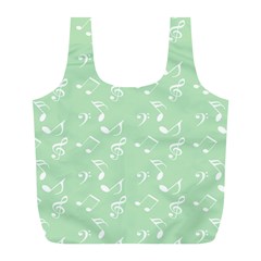 Mint Green White Music Full Print Recycle Bags (l)  by snowwhitegirl