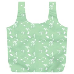 Mint Green White Music Full Print Recycle Bags (l)  by snowwhitegirl