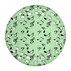 Mint Green Music Round Filigree Ornament (two Sides) by snowwhitegirl