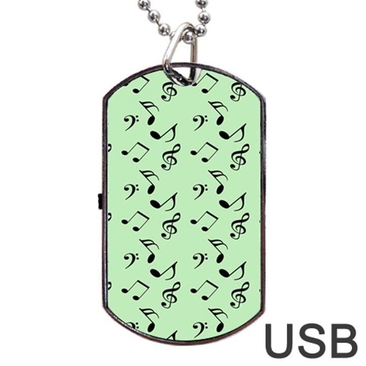 Mint Green Music Dog Tag USB Flash (One Side)