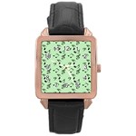 Mint Green Music Rose Gold Leather Watch  Front