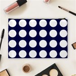 Big Dot Blue Cosmetic Bag (Large)  Back