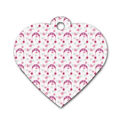 Winter Pink Hat White Heart Snow Dog Tag Heart (two Sides) by snowwhitegirl