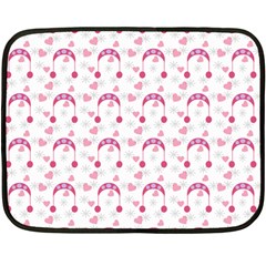 Winter Pink Hat White Heart Snow Fleece Blanket (mini) by snowwhitegirl