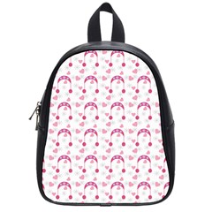 Winter Pink Hat White Heart Snow School Bag (small) by snowwhitegirl