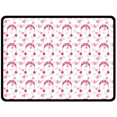 Winter Pink Hat White Heart Snow Fleece Blanket (large)  by snowwhitegirl