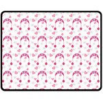 Winter Pink Hat White Heart Snow Fleece Blanket (Medium)  60 x50  Blanket Front