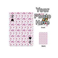 Winter Pink Hat White Heart Snow Playing Cards 54 (mini) 