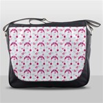 Winter Pink Hat White Heart Snow Messenger Bags Front