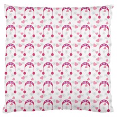 Winter Pink Hat White Heart Snow Standard Flano Cushion Case (one Side) by snowwhitegirl