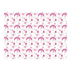 Winter Pink Hat White Heart Snow Double Sided Flano Blanket (mini)  by snowwhitegirl