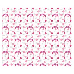 Winter Pink Hat White Heart Snow Double Sided Flano Blanket (small)  by snowwhitegirl