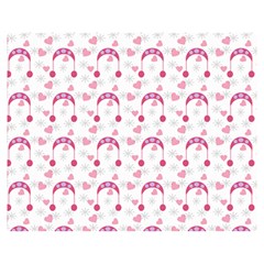 Winter Pink Hat White Heart Snow Double Sided Flano Blanket (medium)  by snowwhitegirl