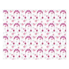 Winter Pink Hat White Heart Snow Double Sided Flano Blanket (large)  by snowwhitegirl