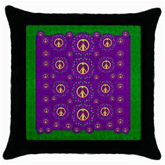 Peace Be With Us In Love And Understanding Throw Pillow Case (black) by pepitasart