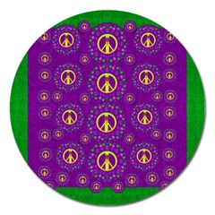 Peace Be With Us In Love And Understanding Magnet 5  (round) by pepitasart