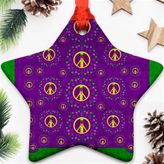 Peace Be With Us In Love And Understanding Star Ornament (two Sides) by pepitasart