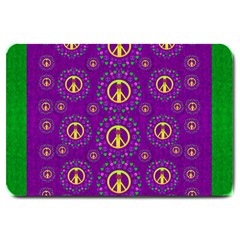 Peace Be With Us In Love And Understanding Large Doormat  by pepitasart