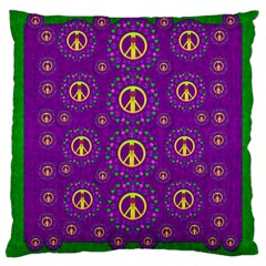 Peace Be With Us In Love And Understanding Large Cushion Case (one Side) by pepitasart