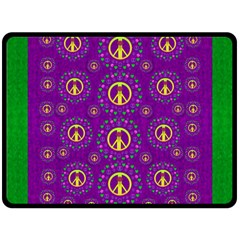 Peace Be With Us In Love And Understanding Double Sided Fleece Blanket (large)  by pepitasart