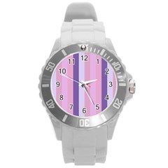 Violet Stars Round Plastic Sport Watch (l) by snowwhitegirl