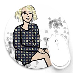 Girl Sitting Round Mousepads