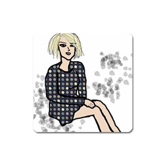 Girl Sitting Square Magnet by snowwhitegirl