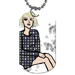 Girl Sitting Dog Tag (One Side)