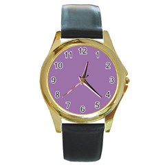 Uva Purple Round Gold Metal Watch by snowwhitegirl