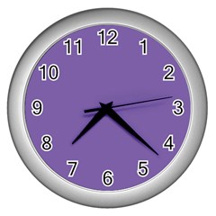 Purple Star Wall Clocks (silver)  by snowwhitegirl