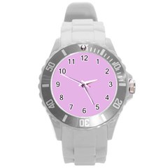 Pink Flowers Round Plastic Sport Watch (l) by snowwhitegirl