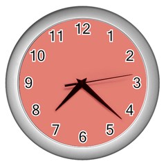 Late Peach Wall Clocks (silver)  by snowwhitegirl