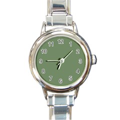 Army Green Round Italian Charm Watch