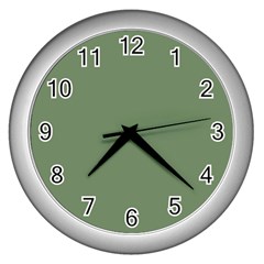 Army Green Wall Clocks (silver)  by snowwhitegirl